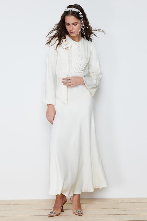 Maxi A line Woven Dress - Cream