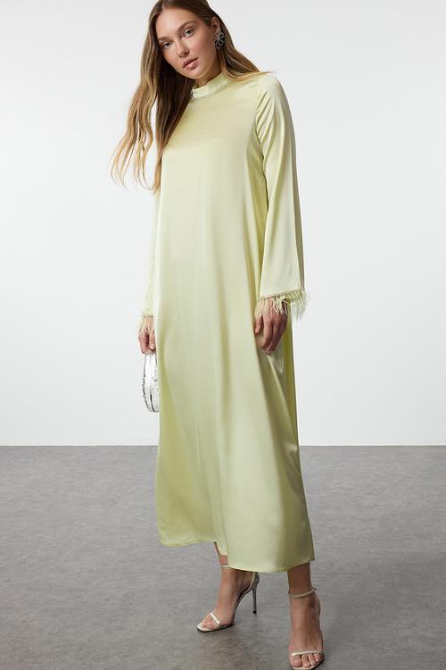 Maxi A line Woven Dress - Light khaki