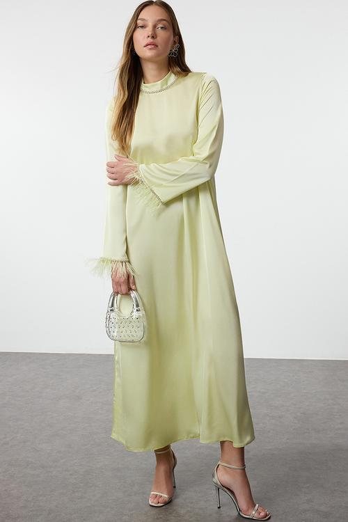 Maxi A line Woven Dress - Light khaki