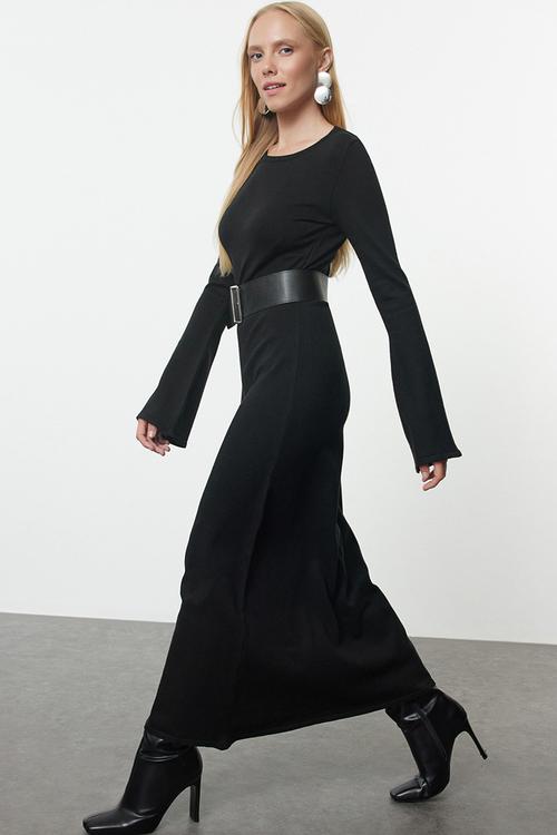 Maxi Pencil Knitwear Dress - Black