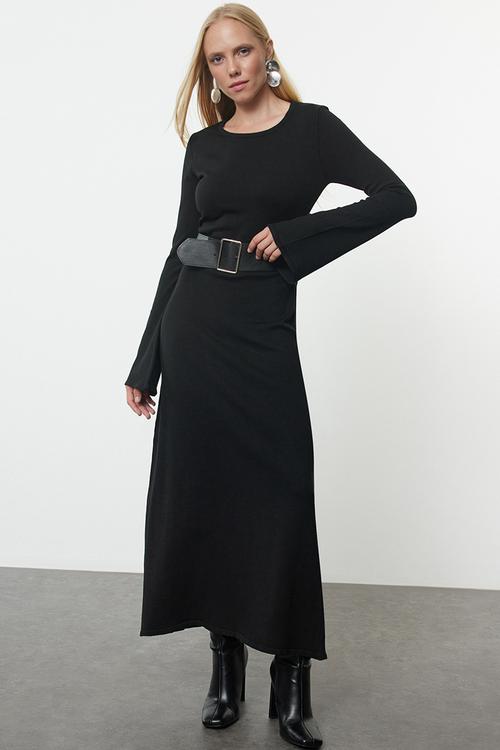 Maxi Pencil Knitwear Dress - Black