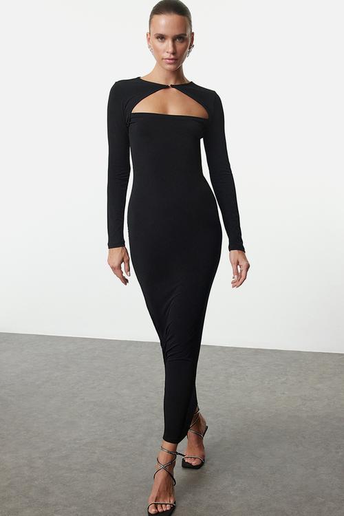 Maxi Knit Bodycon Formal  Dress  Dress - Black