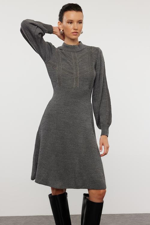 Midi Knit Dress - Grey