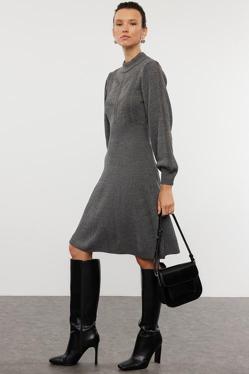 Midi Knit Dress - Grey