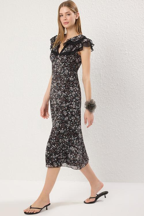 Midi Aline Woven Dress - Black