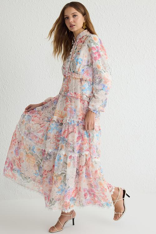Maxi A line Woven Dress - Multi Floral