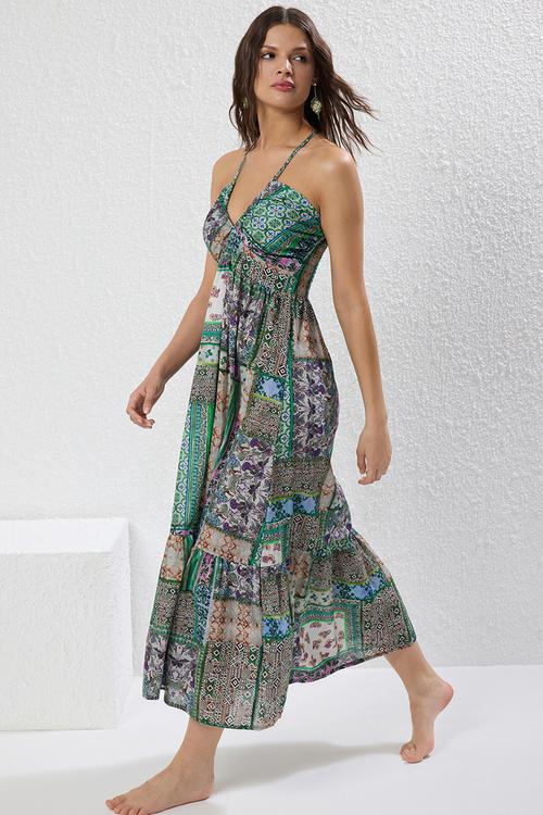 Maxi A line Printed Woven Dress - Multi