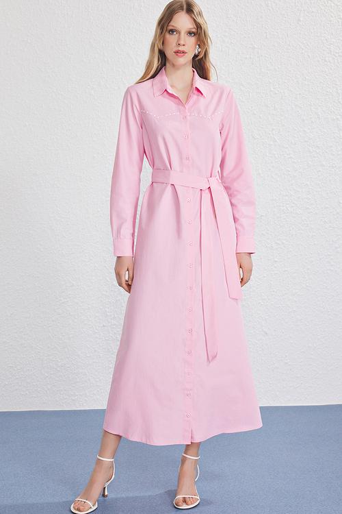 Maxi Casual Woven Dress - Light Pink