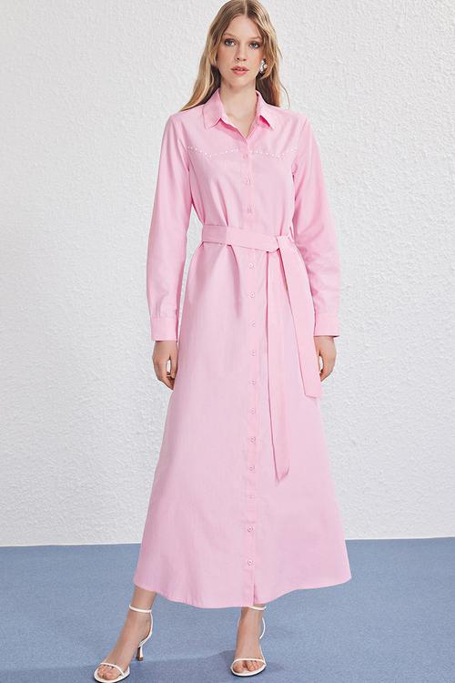 Maxi Casual Woven Dress - Light Pink