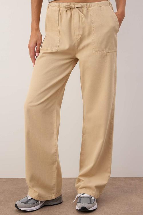 High Waist Wide Leg Jeans - Stone