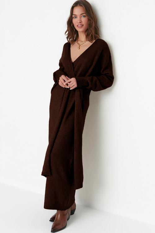 Maxi Knit Relaxed Dress - Dark Brown