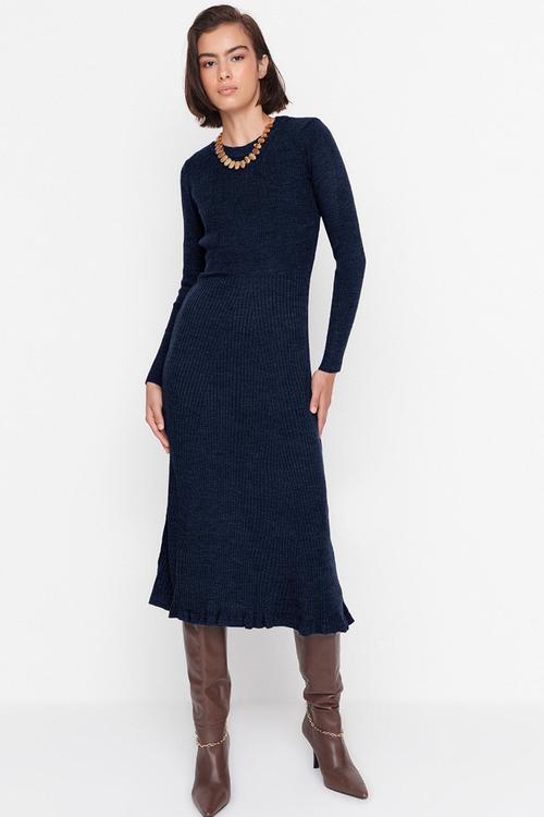 Midi Knit Dress - Navy Blue