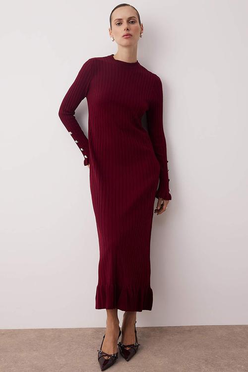 Maxi Straight cut knitwear Dress - Burgundy