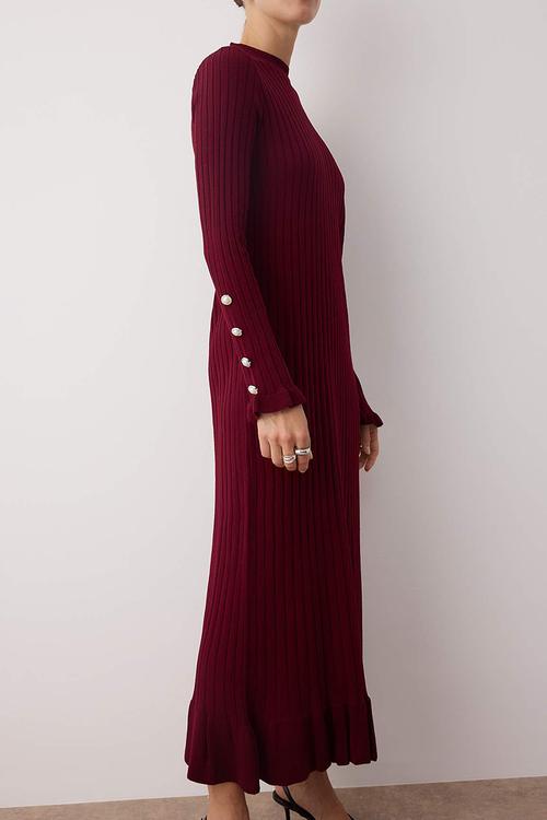 Maxi Straight cut knitwear Dress - Burgundy