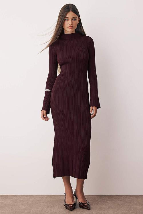 Plisse Flare Sleeve Midaxi Dress - Slate