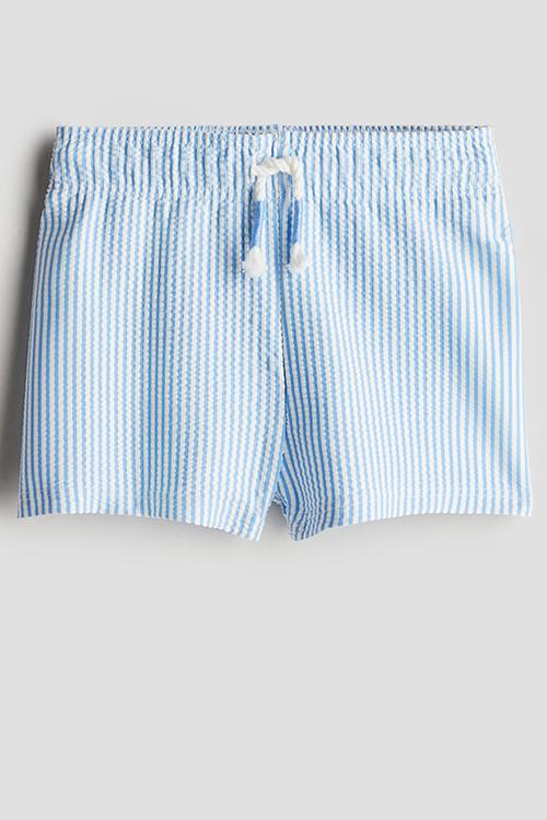 Patterned swim shorts - light blue striped