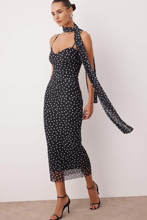 Maxi Woven Straight Cut Dress - Black