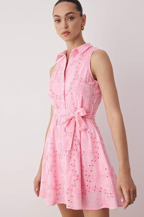 Mini Aline Woven Dress - Pink