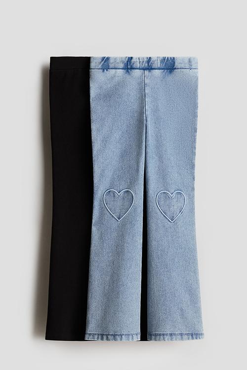 2-Pack flared jeggings - black & light blue