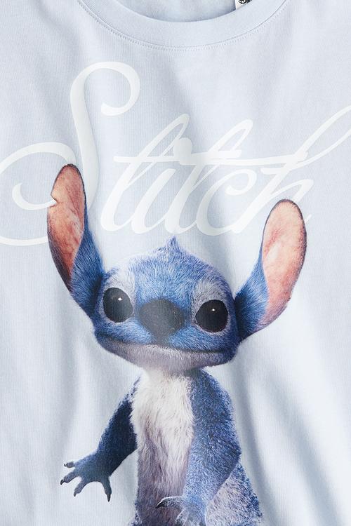 Printed cotton T-shirt - blue,multi