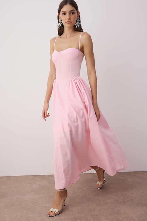 Maxi A line Sleeveless Woven Dress - Pink