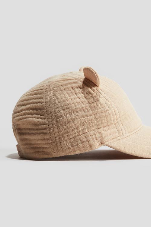 Appliquéd cotton cap - beige