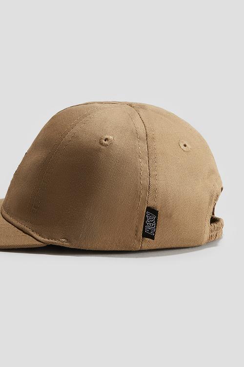 Cotton cap - dark beige/mickey mouse