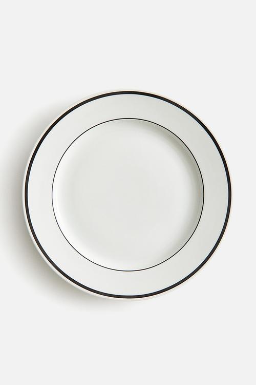 Porcelain dinner plate - white & black