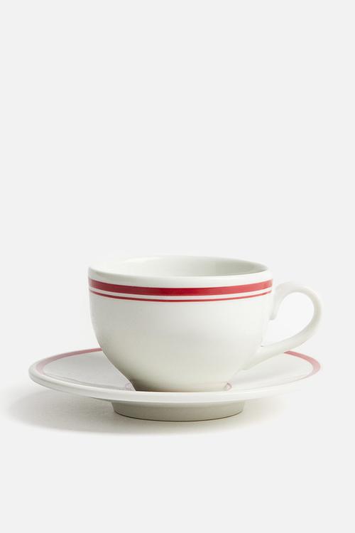 Cappuccino cup and saucer - white & red