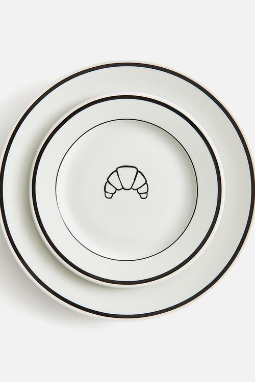 Porcelain mid plate - white croissant