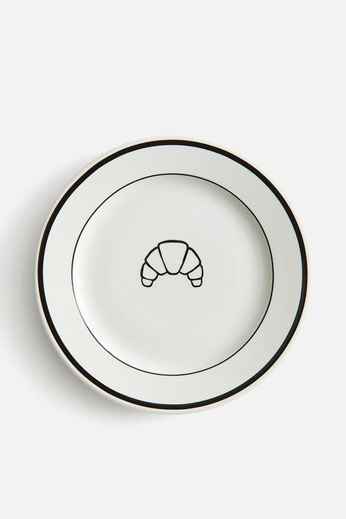 Porcelain mid plate - white croissant