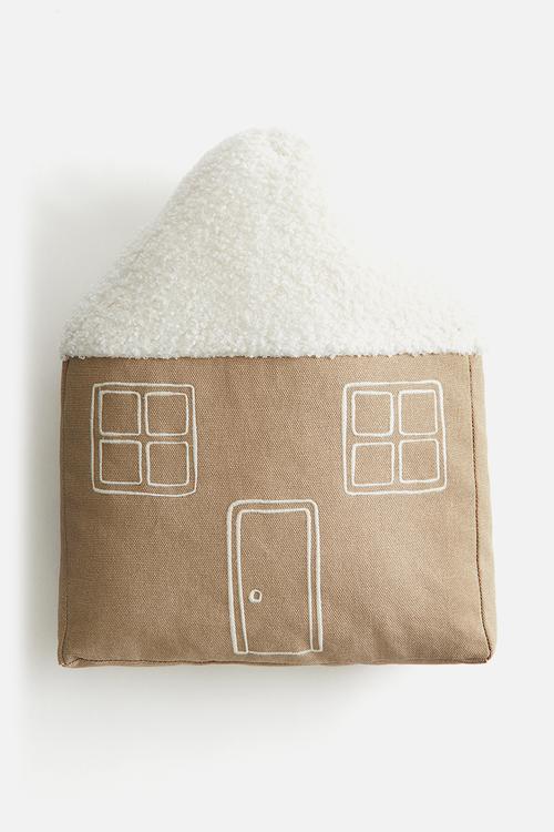 House-shaped cushion - beige house 