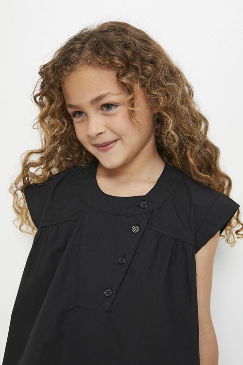 Asymmetrical front blouse with wide leg pants - black/black stripe