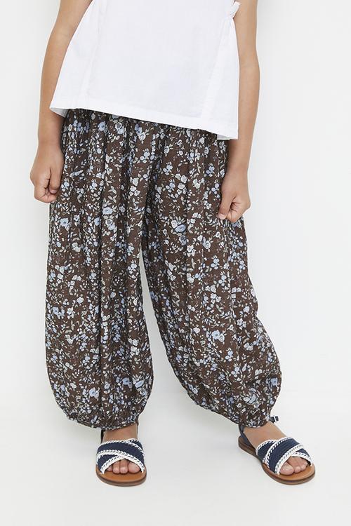 Ditsy floral parachute pants - dark brown