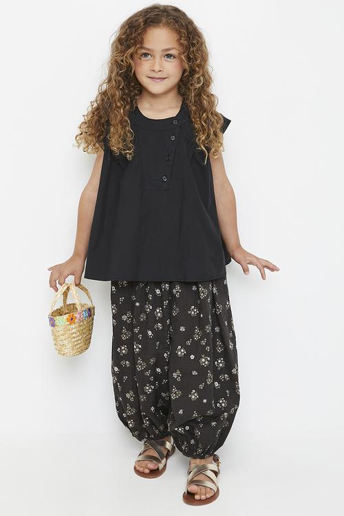 Floral all-over print parachute pants - sepia brown