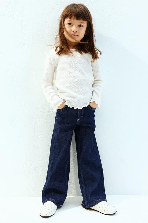 Smocked jersey top - white