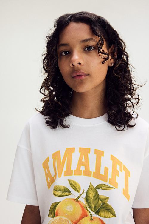 Oversized cotton t-shirt - white amalfi