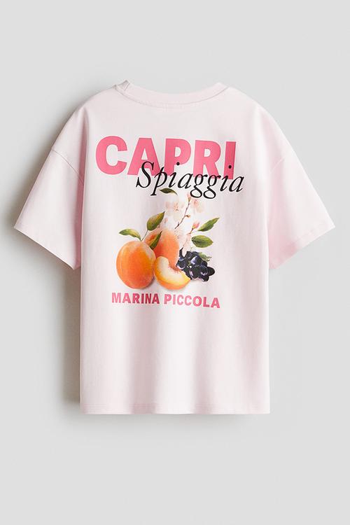 Oversized cotton t-shirt - pink capri spiaggia