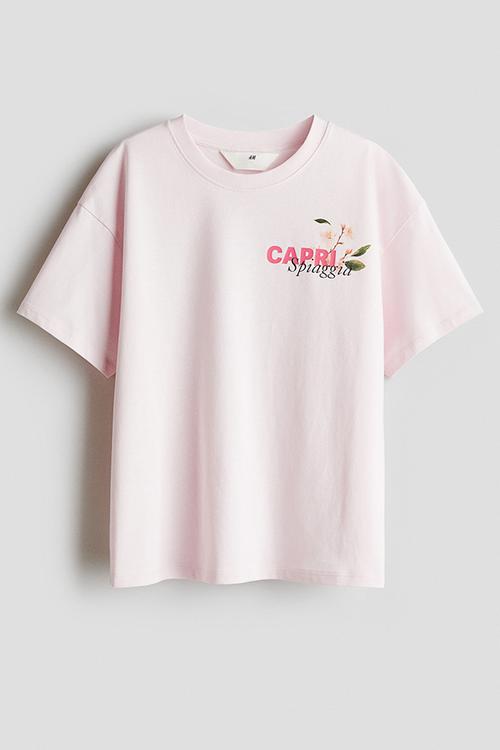 Oversized cotton t-shirt - pink capri spiaggia