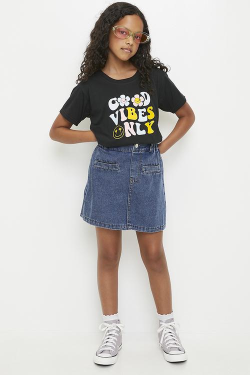 Welt pocket denim skirt - dark blue