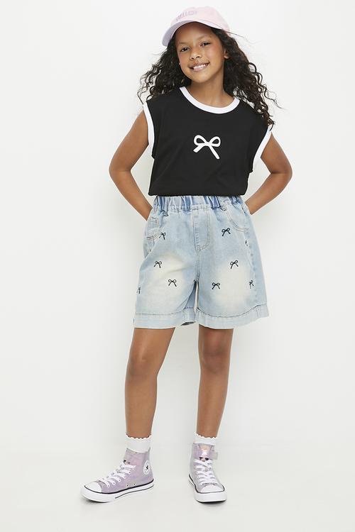 Bow graphic sleeveless tee - black/white