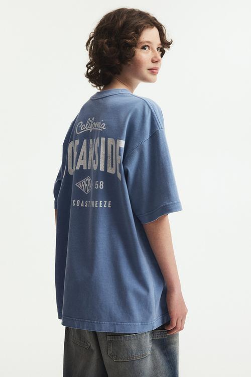 Printed cotton T-shirt - blue/oceanside