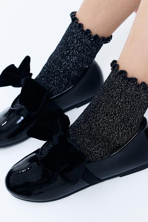 Bow-detail ballet pumps - black