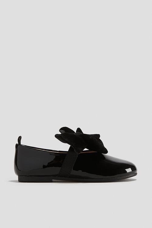 Bow-detail ballet pumps - black