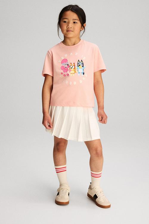 Print-motif cotton T-shirt - pink/bluey 