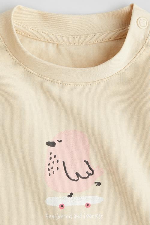 Printed cotton top - light pink spotted
