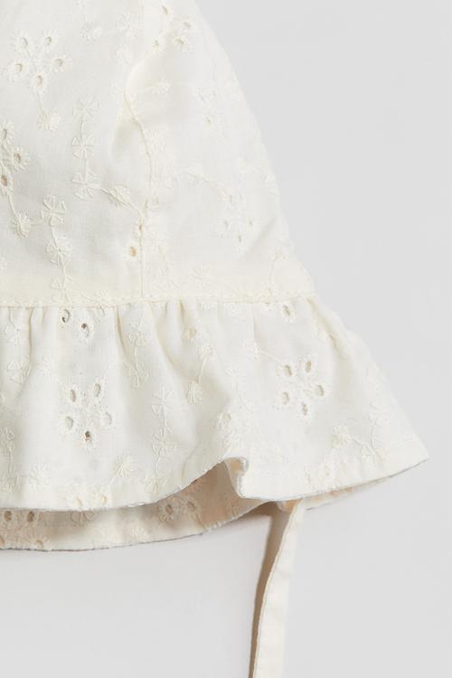Broderie anglaise cotton sun hat - cream 