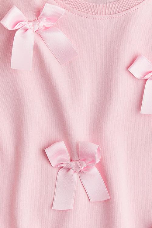 Motif-detail T-shirt - light pink bows