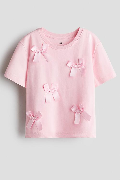 Motif-detail T-shirt - light pink bows