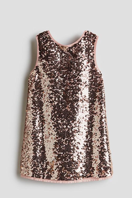 Bow-detail sequined dress - rose gold coloured